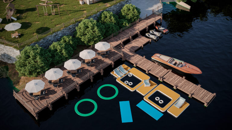 Piscina flutuante no rio